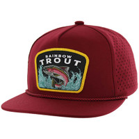 SM308 RAINBOW TROUT, PERFORATED WITH ROPE, SNAPBACK-BURGUNDY