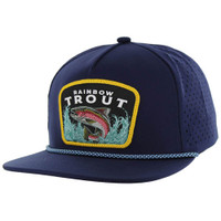 SM308 RAINBOW TROUT, PERFORATED WITH ROPE, SNAPBACK-NAVY