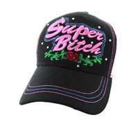 VM205 Super Bitch Velcro Cap (Black & Light Pink)