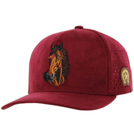 KSM340 HORSE, PERFORATED SUEDE - BURGUNDY