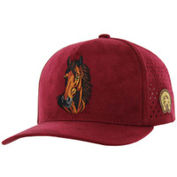 KSM340 HORSE, PERFORATED SUEDE - BURGUNDY