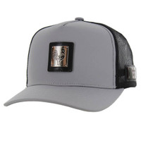 SM327 ROOSTER , METAL BADGE , TRUCKER - GRAY/BLACK