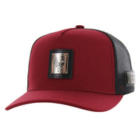 SM327 ROOSTER , METAL BADGE , TRUCKER - BURGUNDY/BLACK
