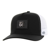 SM329 ROUTE 66 , METAL BADGE , TRUCKER - BLACK/WHITE