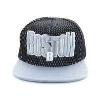 SM033 Boston Hard Mesh Snapback Cap (Black & Light Grey)
