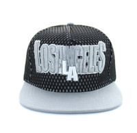 SM033 Los Angeles Hard Mesh Snapback Cap (Black & Light Grey)