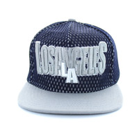 SM033 Los Angeles Hard Mesh Snapback Cap (Navy & Light Grey)