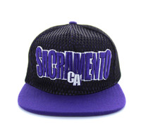 SM033 Sacramento Hard Mesh Snapback Cap (Black & Purple)