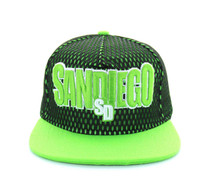 SM033 San Diego Hard Mesh Snapback Cap (Black & Lime)