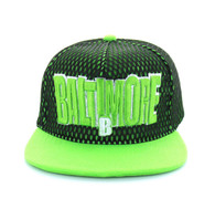 SM033 Baltimore Hard Mesh Snapback Cap (Black & Lime)