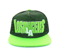 SM033 Los Angeles Hard Mesh Snapback Cap (Black & Lime )