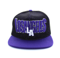 SM033 Los Angeles Hard Mesh Snapback Cap (Black & Purple)