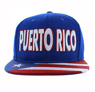 SM424 Puerto Rico Cotton Snapback Hat Cap (Royal Blue)