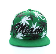 SM353 Marijuana Miami Snapback (Solid Kelly Green)