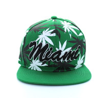 SM353 Marijuana Miami Snapback (Solid Kelly Green)