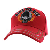 VM414 Ride Til Die Skull Flames Velcro Cap (Solid Red)