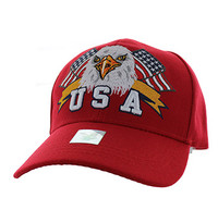 VM449 American USA Eagle Velcro Cap (Solid Red)
