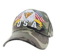 VM449 American USA Eagle Velcro Cap (Solid Military Camo)