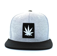 SM525 Marijuana Cotton Snapback (White & Black)