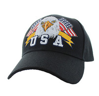 VM449 American USA Eagle Velcro Cap (Solid Black)