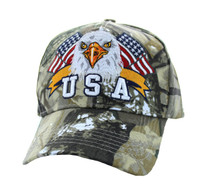 VM449 American USA Eagle Velcro Cap (Solid Hunting Camo)