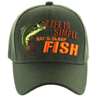 VM119 LIFE IS SIMPLE EAT & SLEEP FISH - OLIVE