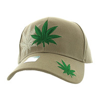 VM199 Marijuana Velcro Cap (Solid Khaki)