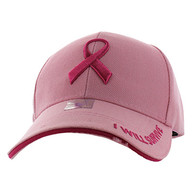 VM555 Breast Cancer Pink Ribbon Velcro Cap (Solid Light Pink)