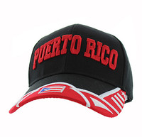 VM421 Puerto Rico Velcro Cap (Black & Red)