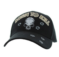 VM548 Born to Kill Skull Velcro Cap (Solid Black)