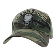 VM548 Born to Kill Skull Velcro Cap (Solid Military Camo)