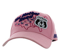 VM397 Route 66 Road Front Map Velcro Cap (Solid Light Pink)
