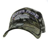 VM038 Native Pride Feather Velcro Cap (Solid Hunting Camo)