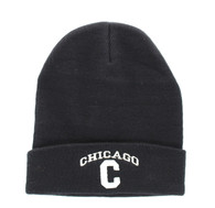 WB040 Chicago Long Beanie (Solid Black)