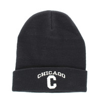 WB040 Chicago Long Beanie (Solid Black)