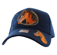 VM158 Horse & Rope Velcro Cap (Solid Navy)
