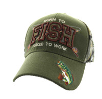 VM181 BORN TO FISH FORCED TO WORK - OLIVE/HUNTING CAMO