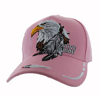 VM149 Native Pride Eagle Feather Velcro Cap (Solid Light Pink)