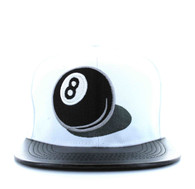 SM412 8 Ball Snapback Cap (White & Black)