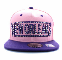 SM331 New Orleans City Snapback (Light Pink & Purple)