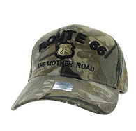 VM223 Route 66 Road Gold Metal Velcro Cap (Solid Hunting Camo)