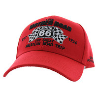 VM169 Route 66 Flag Velcro Cap (Solid Red)