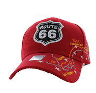 VM169 Route 66 Map Velcro Cap (Solid Red)