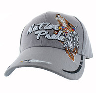 VM291 Native Pride Wolf Velcro Cap (Solid Light Grey)