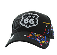 VM214 Route 66 Map Velcro Cap (Solid Black)