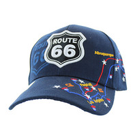 VM214 Route 66 Map Velcro Cap (Solid Navy)