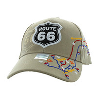 VM214 Route 66 Map Velcro Cap (Solid Khaki)