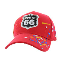 VM214 Route 66 Map Velcro Cap (Solid Red)