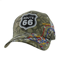 VM214 Route 66 Map Velcro Cap (Solid Hunting Camo)