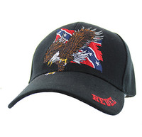 VM516 Rebel Flag Eagle Velcro Cap (Solid Black)